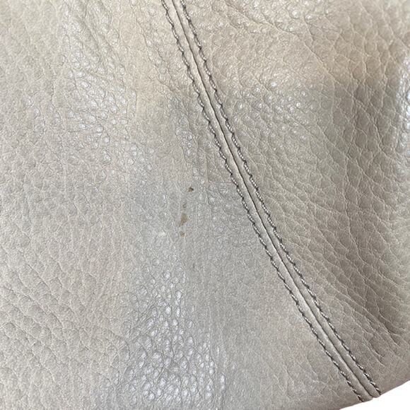 B. Makowsky Cream Leather Satchel Zipper Top Bag Women - Picture 3 of 16